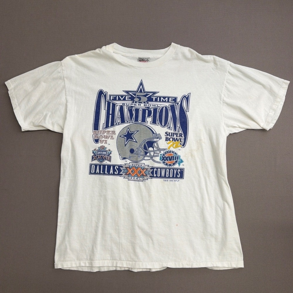 Vintage 1995 Dallas Cowboys Super Bowl Champions T Shirt Oneita Mens XL White